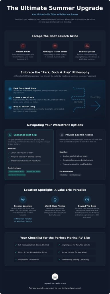 RV Sites with Marina Access The Ultimate Guide to Waterfront Camping in Ontario Infographic scaled